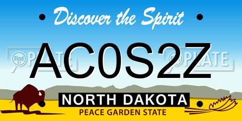 AC0S2Z North Dakota License Plate