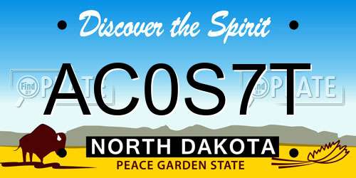 AC0S7T North Dakota License Plate