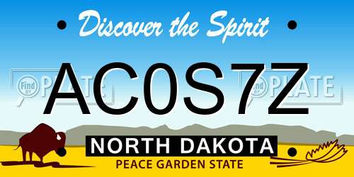 AC0S7Z North Dakota License Plate