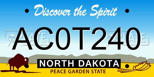 AC0T240 North Dakota License Plate