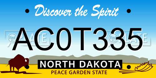 AC0T335 North Dakota License Plate