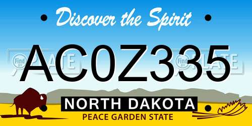 AC0Z335 North Dakota License Plate