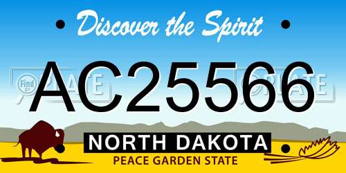 AC25566 North Dakota License Plate
