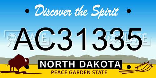 AC31335 North Dakota License Plate