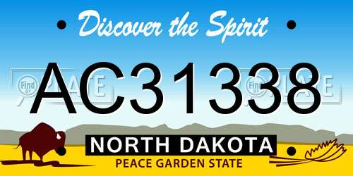 AC31338 North Dakota License Plate