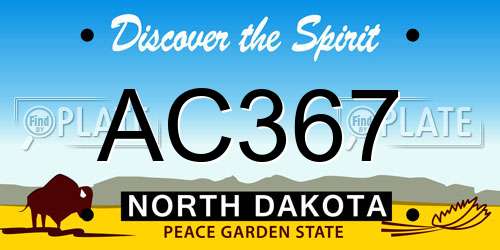 AC367 North Dakota License Plate