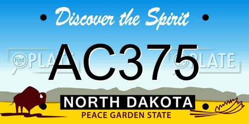 AC375 North Dakota License Plate