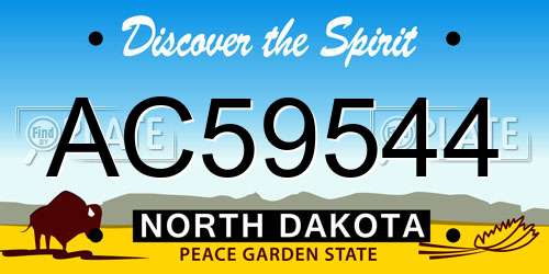 AC59544 North Dakota License Plate