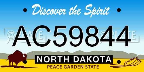 AC59844 North Dakota License Plate