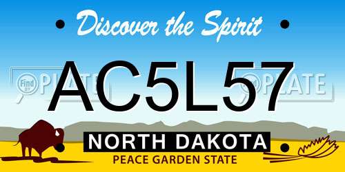 AC5L57 North Dakota License Plate