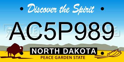 AC5P989 North Dakota License Plate