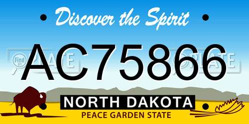 AC75866 North Dakota License Plate