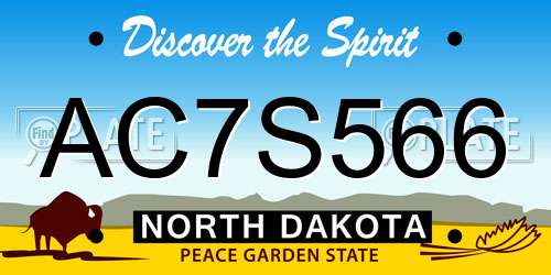 AC7S566 North Dakota License Plate