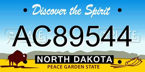 AC89544 North Dakota License Plate