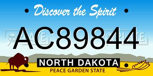 AC89844 North Dakota License Plate