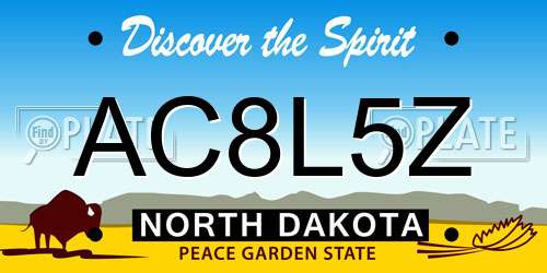 AC8L5Z North Dakota License Plate