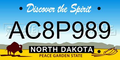 AC8P989 North Dakota License Plate