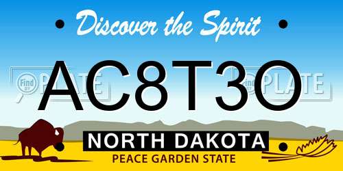 AC8T3O North Dakota License Plate