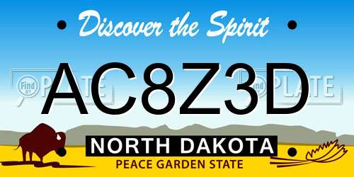 AC8Z3D North Dakota License Plate