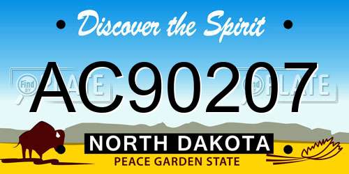 AC90207 North Dakota License Plate