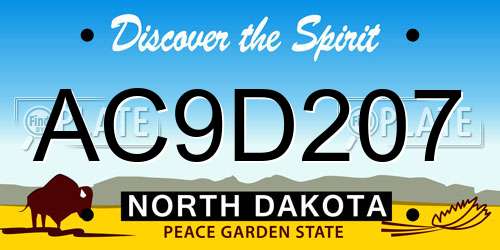 AC9D207 North Dakota License Plate