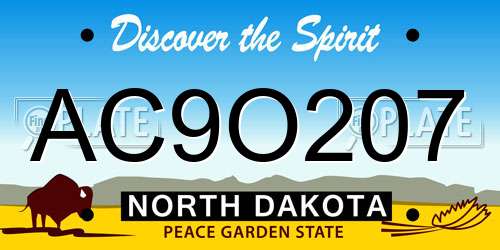 AC9O207 North Dakota License Plate