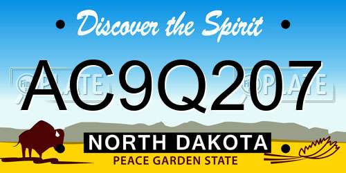AC9Q207 North Dakota License Plate