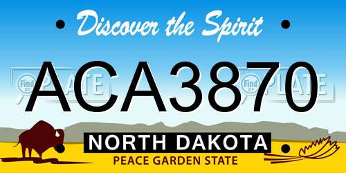 ACA3870 North Dakota License Plate