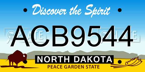 ACB9544 North Dakota License Plate