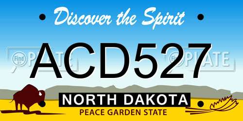 ACD527 North Dakota License Plate