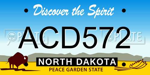 ACD572 North Dakota License Plate