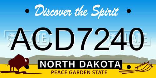 ACD7240 North Dakota License Plate