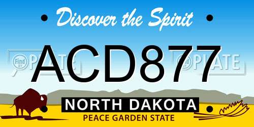 ACD877 North Dakota License Plate