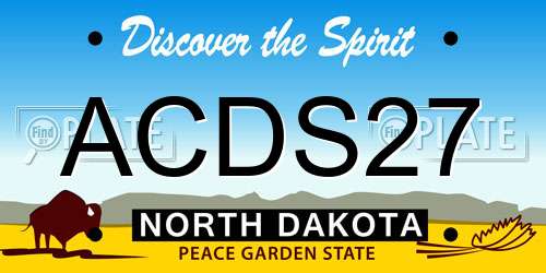 ACDS27 North Dakota License Plate
