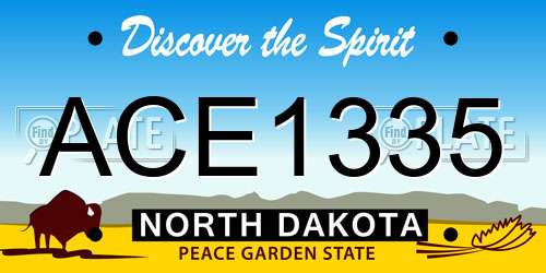 ACE1335 North Dakota License Plate