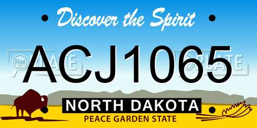 ACJ1065 North Dakota License Plate