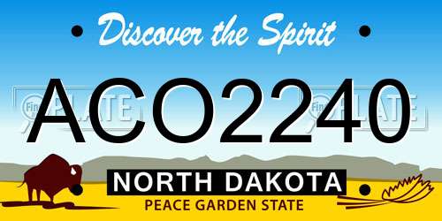 ACO2240 North Dakota License Plate