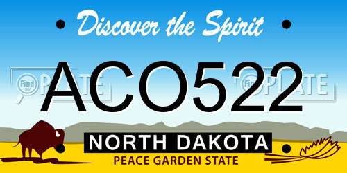 ACO522 North Dakota License Plate