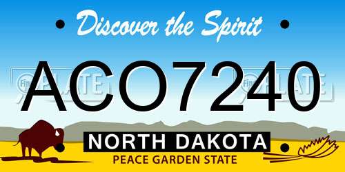 ACO7240 North Dakota License Plate