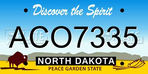 ACO7335 North Dakota License Plate