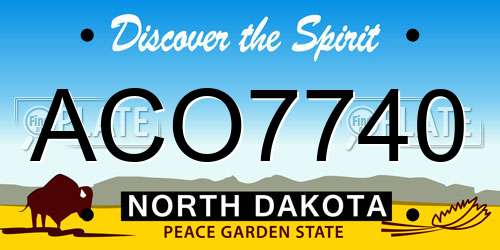 ACO7740 North Dakota License Plate