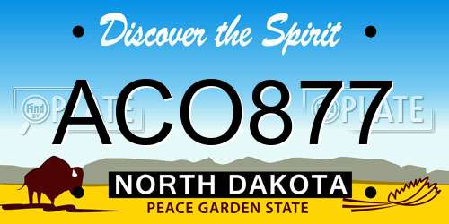 ACO877 North Dakota License Plate