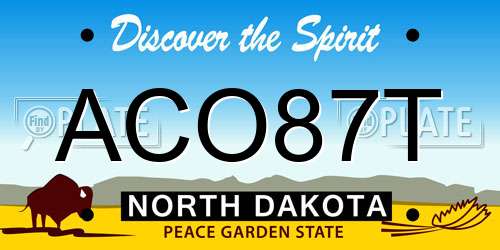 ACO87T North Dakota License Plate