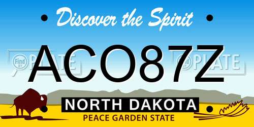 ACO87Z North Dakota License Plate