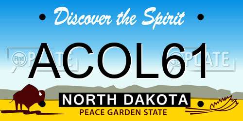 ACOL61 North Dakota License Plate