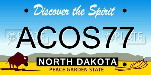 ACOS77 North Dakota License Plate