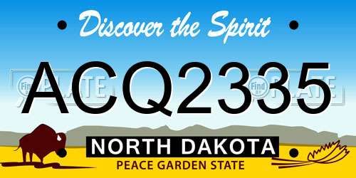 ACQ2335 North Dakota License Plate