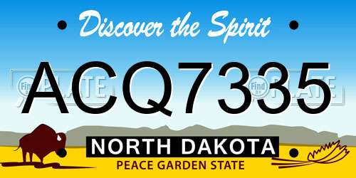 ACQ7335 North Dakota License Plate