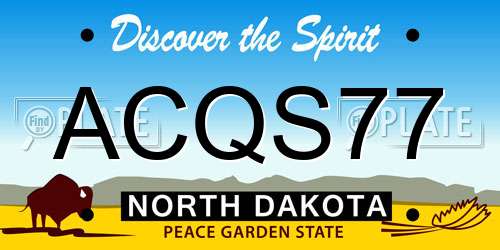 ACQS77 North Dakota License Plate