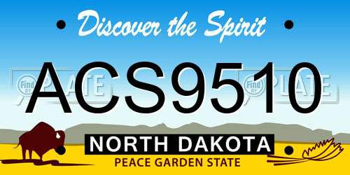 ACS9510 North Dakota License Plate
